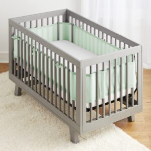 BreathableBaby Breathable Mesh Liner for Full-Size Cribs, Classic 3mm Mesh, Mint Green (Size 4FS Covers 3 or 4 Sides)