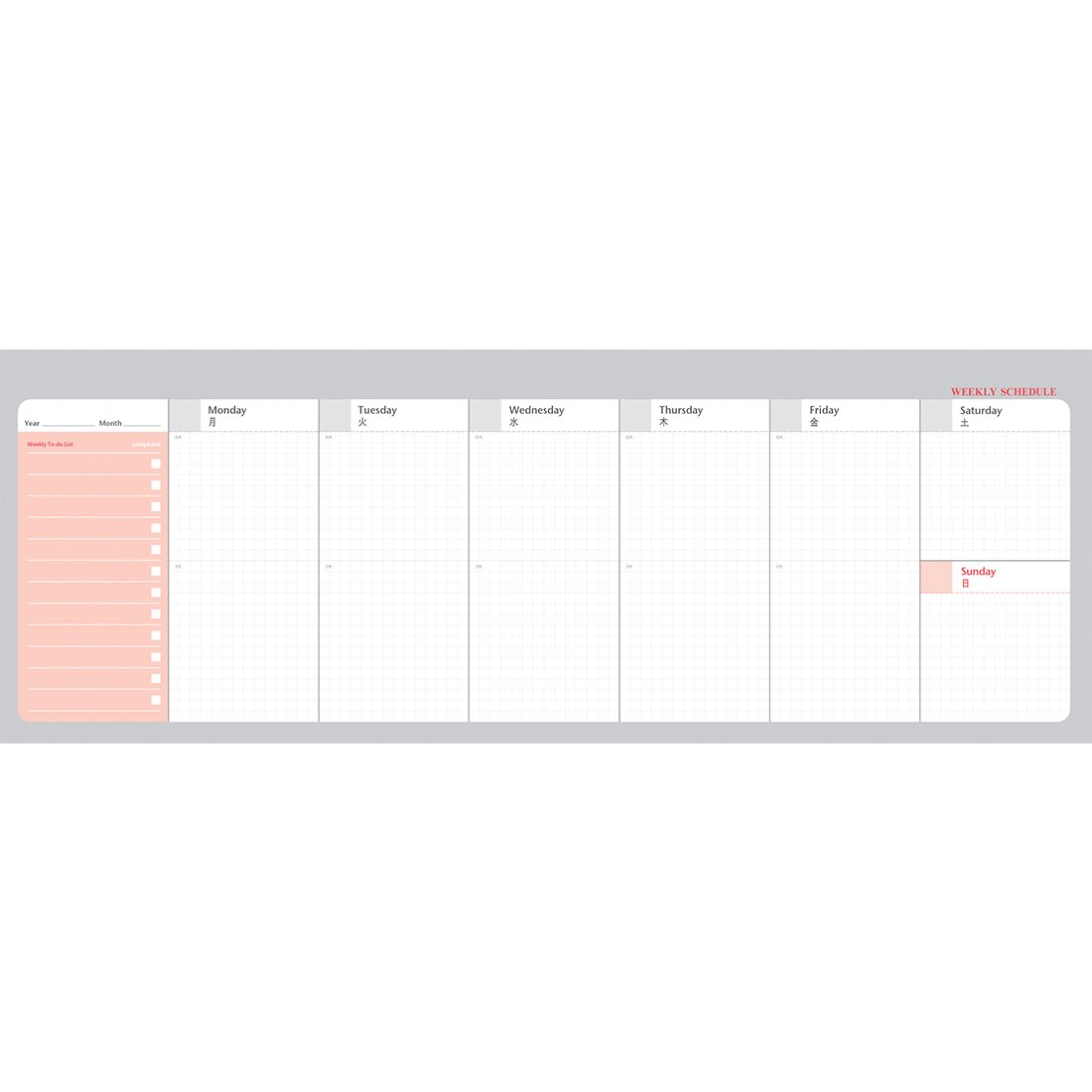 PAPERIAN Brilliant Weekly Scheduler - Wirebound Undated Weekly Planner Pad Scheduler (Red)