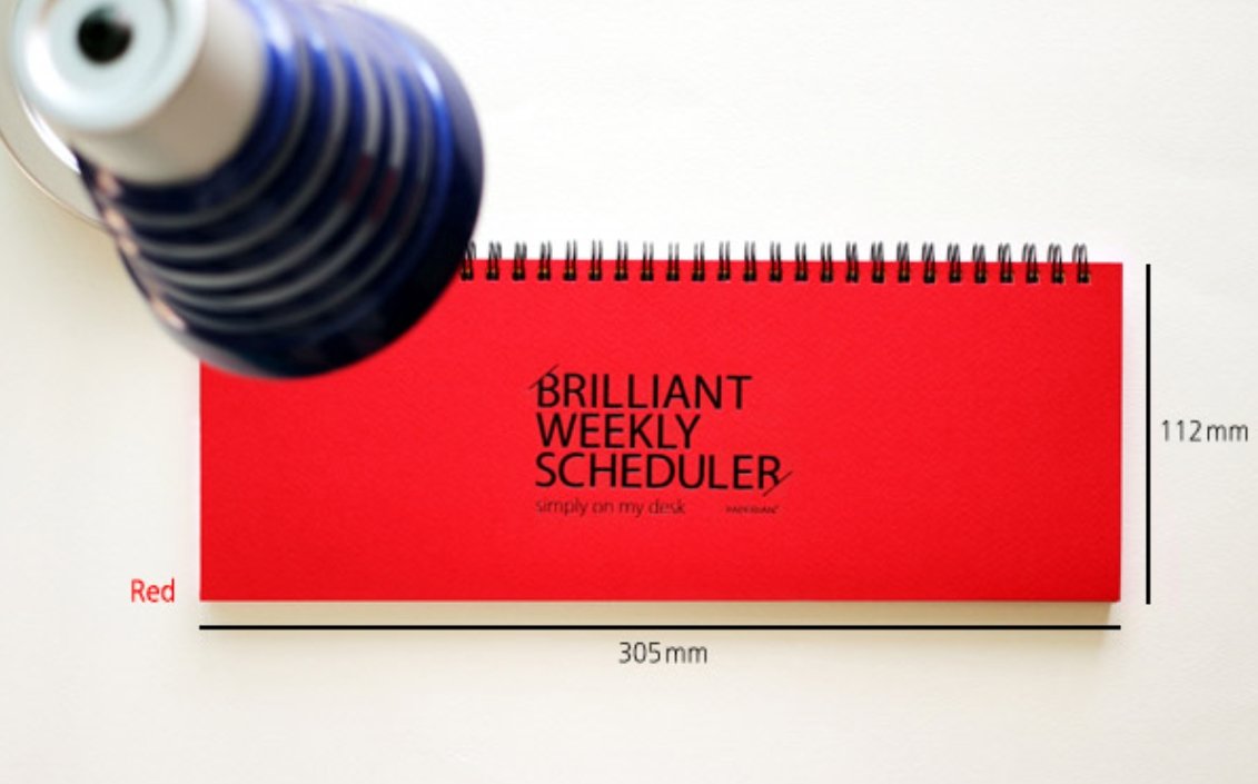 PAPERIAN Brilliant Weekly Scheduler - Wirebound Undated Weekly Planner Pad Scheduler (Red)