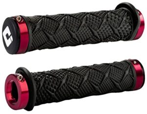 odi x-treme lock-on atv hand grips - black/red clamps/one size