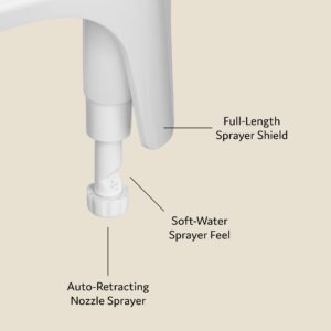 WHISPER – Bidet Toilet Seat Attachment – Self Cleaning Bidet for Toilet – Bathroom Bidet w/Water Pressure Dial – Non-Electric, Full Length, Auto Retracting Nozzle – Stain Resistant Bidet Sprayer