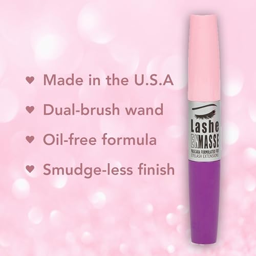 GladGirl | Lashe EnMasse Mascara for Eyelash Extensions | Oil Free Mascara with Dual-Brush Wand | Made in the USA | Vegan Mascara & Hypoallergenic