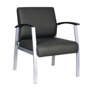 alera metalounge series mid-back guest chair, 24.6" x 26.96" x 33.46", black seat, black back, silver base