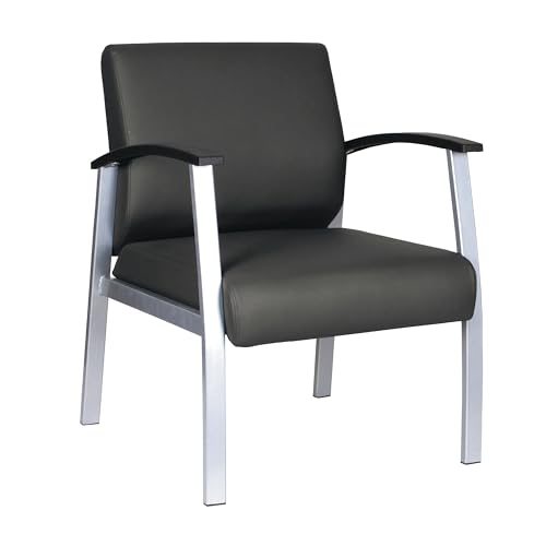 Alera metaLounge Series Mid-Back Guest Chair, 24.6" x 26.96" x 33.46", Black Seat, Black Back, Silver Base