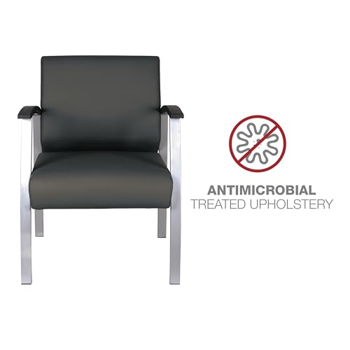 Alera metaLounge Series Mid-Back Guest Chair, 24.6" x 26.96" x 33.46", Black Seat, Black Back, Silver Base