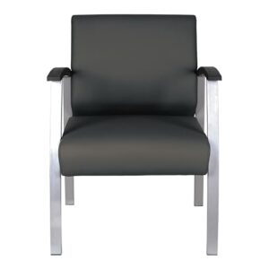 Alera metaLounge Series Mid-Back Guest Chair, 24.6" x 26.96" x 33.46", Black Seat, Black Back, Silver Base