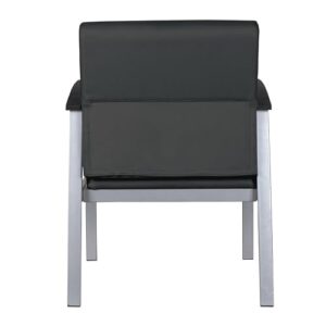 Alera metaLounge Series Mid-Back Guest Chair, 24.6" x 26.96" x 33.46", Black Seat, Black Back, Silver Base