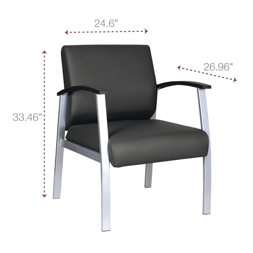 Alera metaLounge Series Mid-Back Guest Chair, 24.6" x 26.96" x 33.46", Black Seat, Black Back, Silver Base