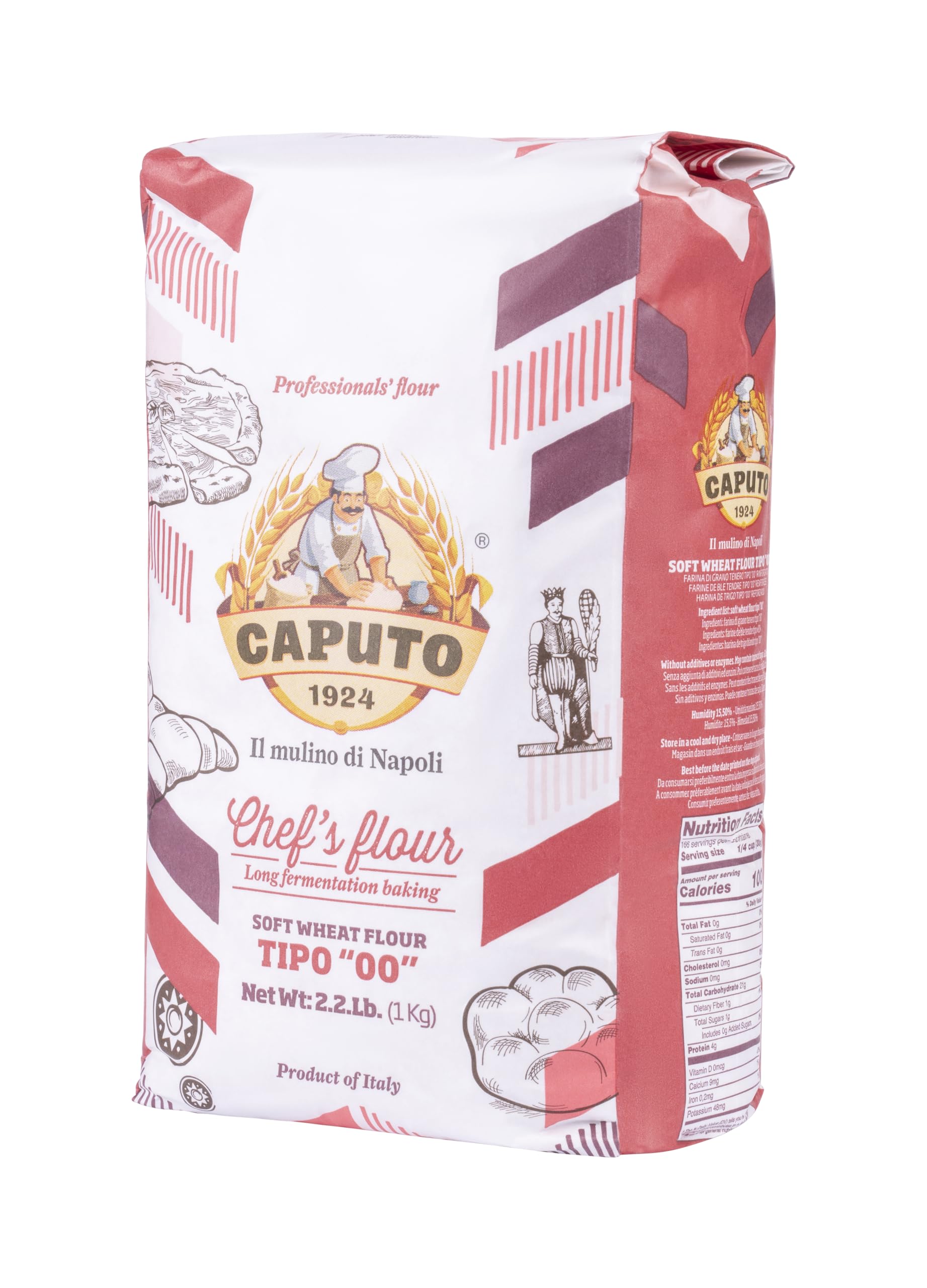 Antimo Caputo Chefs Flour - Italian Double Zero 00 - Soft Wheat for Pizza Dough, Bread, & Pasta, 2.2 Lb (Pack of 2)