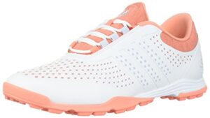 adidas women's adipure sport golf shoe, white/aero blue/chalk coral, 8 medium us