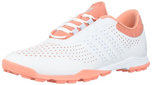 adidas Women's Adipure Sport Golf Shoe, White/Aero Blue/Chalk Coral, 8 Medium US