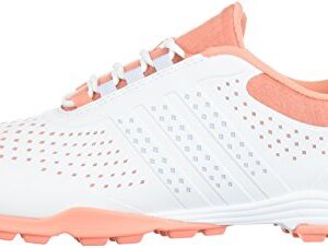 adidas Women's Adipure Sport Golf Shoe, White/Aero Blue/Chalk Coral, 8 Medium US