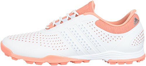 adidas Women's Adipure Sport Golf Shoe, White/Aero Blue/Chalk Coral, 8 Medium US