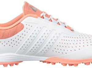 adidas Women's Adipure Sport Golf Shoe, White/Aero Blue/Chalk Coral, 8 Medium US