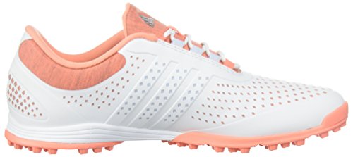 adidas Women's Adipure Sport Golf Shoe, White/Aero Blue/Chalk Coral, 8 Medium US