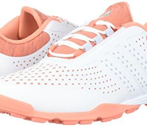 adidas Women's Adipure Sport Golf Shoe, White/Aero Blue/Chalk Coral, 8 Medium US