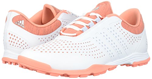 adidas Women's Adipure Sport Golf Shoe, White/Aero Blue/Chalk Coral, 8 Medium US