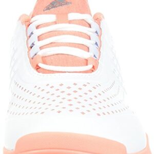 adidas Women's Adipure Sport Golf Shoe, White/Aero Blue/Chalk Coral, 8 Medium US