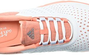 adidas Women's Adipure Sport Golf Shoe, White/Aero Blue/Chalk Coral, 8 Medium US