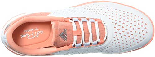 adidas Women's Adipure Sport Golf Shoe, White/Aero Blue/Chalk Coral, 8 Medium US