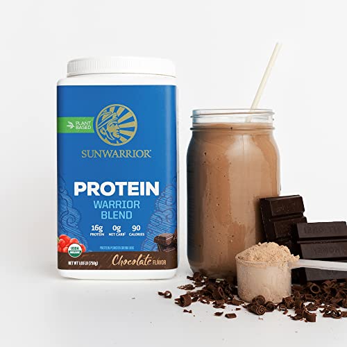 Vegan Organic Protein Powder Plant-based | BCAA Amino Acids Hemp Seed Soy Free Dairy Free Gluten Free Synthetic Free NON-GMO | Chocolate 30 Servings | Warrior Blend by Sunwarrior.