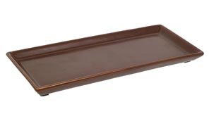 hosley's 11" long brown ceramic led tea light/pillar candle tray. ideal gift for wedding, party, votive candle gardens, pedestal, tray for orbs, bonsai, floral arrangements, serve ware. o6