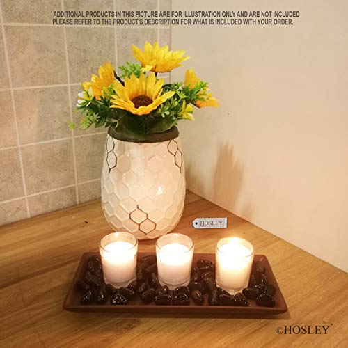 Hosley's 11" Long Brown Ceramic LED Tea Light/Pillar Candle Tray. Ideal Gift for Wedding, Party, Votive Candle Gardens, Pedestal, Tray for Orbs, Bonsai, Floral Arrangements, Serve Ware. O6