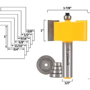 YONICO Rabbet & Bearing Router Bit Set Large 1/2-Inch Shank 14706