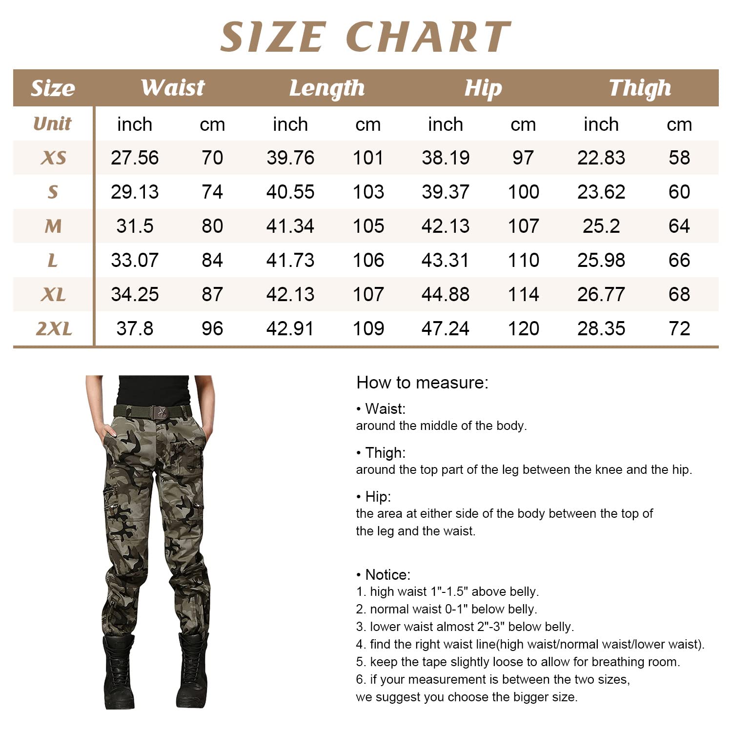 chouyatou Women's Military Straight Fit Stylish Combat Cargo Slacks Pants (Small, Black)