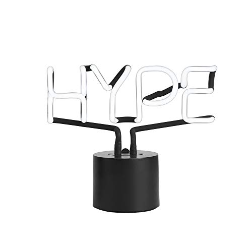 Amped & Co HYPE Real Neon Light Novelty Desk Lamp, Large 9.6x8.3", White Glow