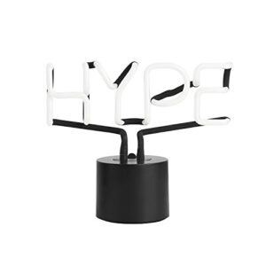 Amped & Co HYPE Real Neon Light Novelty Desk Lamp, Large 9.6x8.3", White Glow