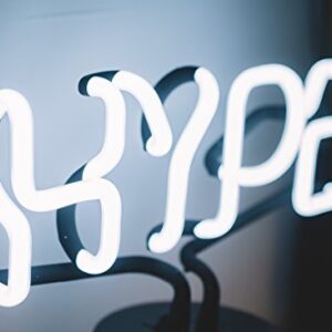 Amped & Co HYPE Real Neon Light Novelty Desk Lamp, Large 9.6x8.3", White Glow