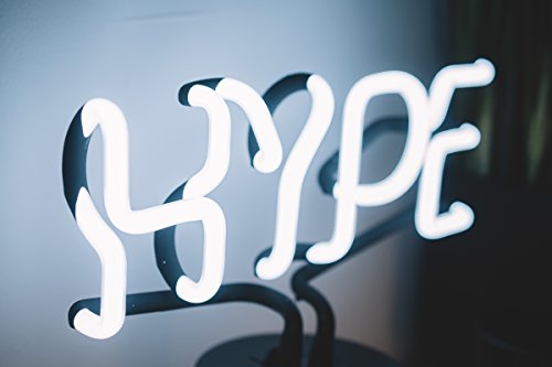 Amped & Co HYPE Real Neon Light Novelty Desk Lamp, Large 9.6x8.3", White Glow