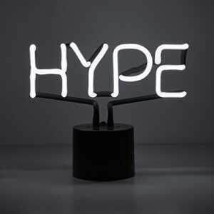 Amped & Co HYPE Real Neon Light Novelty Desk Lamp, Large 9.6x8.3", White Glow