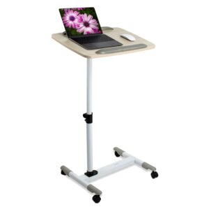 mount-it! rolling desk adjustable height, portable standing desk, mobile laptop cart, small heavy-duty with wheels, height adjustable tilting bedside sofa couch recliner tray, music stand (mi-7946)