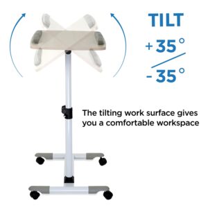 Mount-It! Rolling Desk Adjustable Height, Portable Standing Desk, Mobile Laptop Cart, Small Heavy-Duty with Wheels, Height Adjustable Tilting Bedside Sofa Couch Recliner Tray, Music Stand (MI-7946)