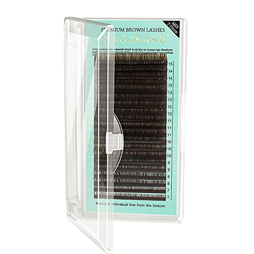 NAGARAKU Natural Brown Color Eyelash Extensions 0.07mm D curl 7-15mm Mix Tray Individual Lashes Classic Faux Mink Volume 20 rows Soft Eyelash Supplies