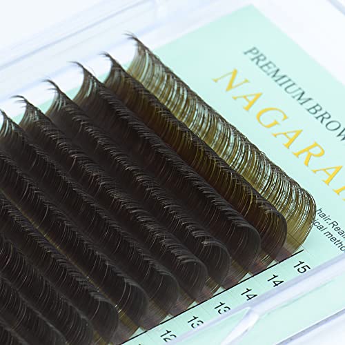 NAGARAKU Natural Brown Color Eyelash Extensions 0.07mm D curl 7-15mm Mix Tray Individual Lashes Classic Faux Mink Volume 20 rows Soft Eyelash Supplies