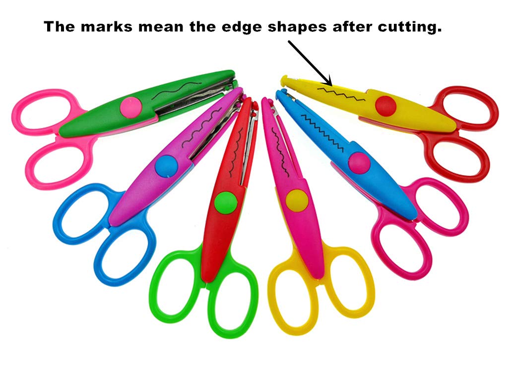 Kinteshun Lacework Wavy Paper Edger Scissors Pinking Shears Set for Handcraft Works(6pcs,Different Cutting Effects)