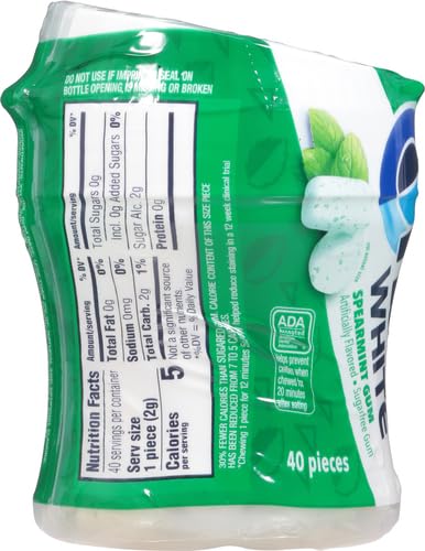 ORBIT WHITE Spearmint Sugarfree Gum, 40 Piece Bottle