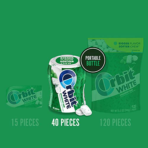 ORBIT WHITE Spearmint Sugarfree Gum, 40 Piece Bottle