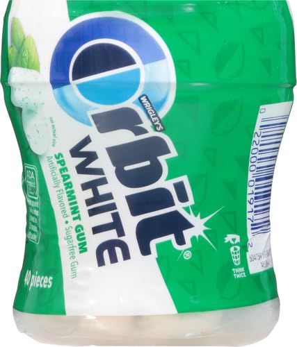 ORBIT WHITE Spearmint Sugarfree Gum, 40 Piece Bottle