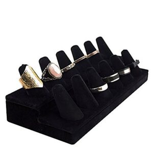 adorox 2 sets of finger black velvet ring trays accessory foam pads showcase counter top display jewelry holder 5.5'' holiday gift christmas