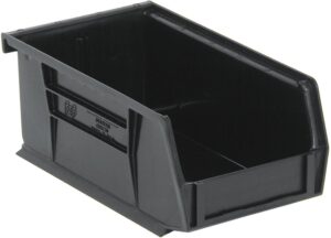 quantum storage systems k-qus220bk-20 20-pack stack and hang plastic bin storage containers, 7" x 4" x 3", black
