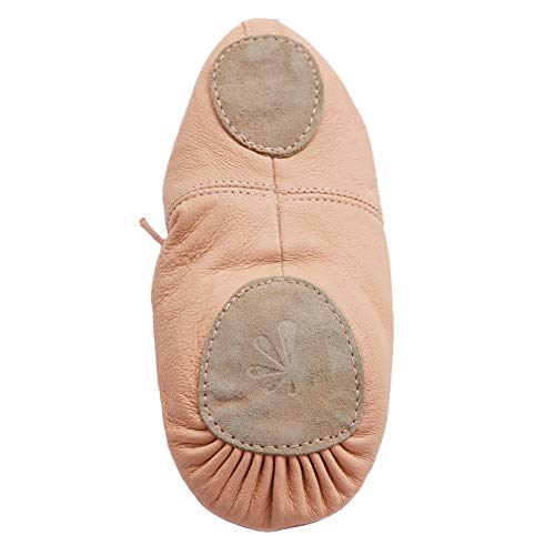 DANCEYOU Premium Authentic Leather Ballet Shoes Split Sole Dance Practice Slippers for Women, 6.5M/240mm