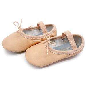 DANCEYOU Premium Authentic Leather Ballet Shoes Split Sole Dance Practice Slippers for Women, 6.5M/240mm