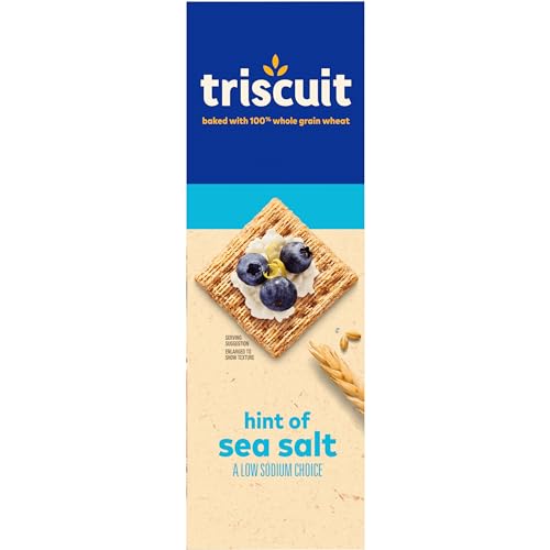 Triscuit Hint of Sea Salt Whole Grain Wheat Crackers, Vegan Crackers, 6 - 8.5 oz Boxes