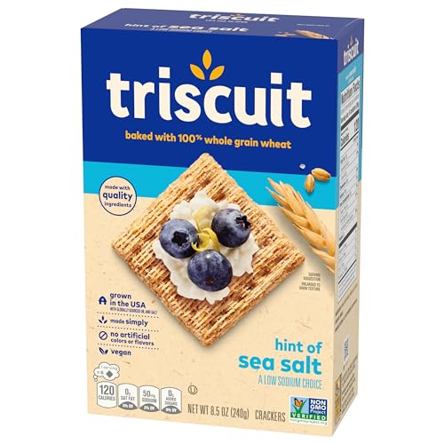 Triscuit Hint of Sea Salt Whole Grain Wheat Crackers, Vegan Crackers, 6 - 8.5 oz Boxes