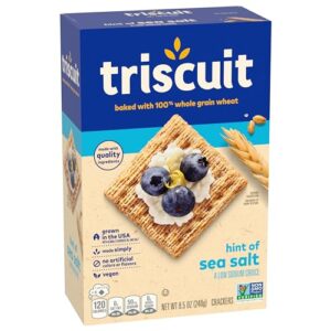 Triscuit Hint of Sea Salt Whole Grain Wheat Crackers, Vegan Crackers, 6 - 8.5 oz Boxes