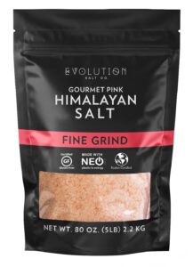 evolution salt gourmet pink himalayan fine grind, 5 lb (pack of 2)